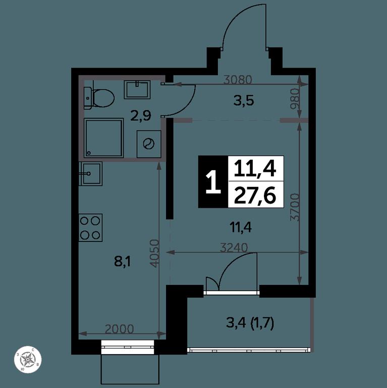 Apartment Sale, 28.3 sq. m. at Yzhnaya Bitsa, Yuzhnaya Bitsa Residential Complex, posyolok Bittsa, Leninskiy City District, Moscow Region, Russia #2