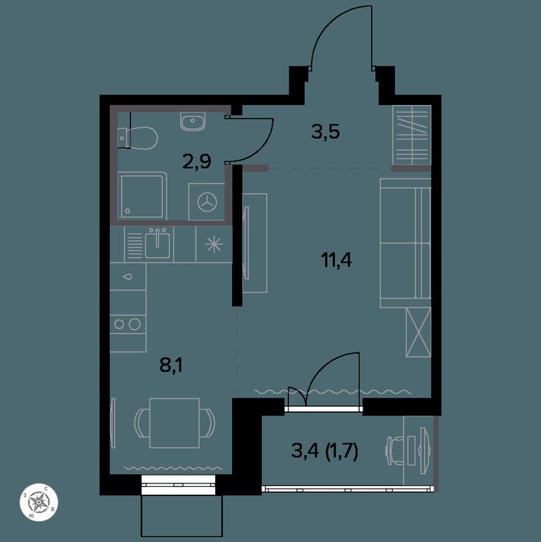 Apartment Sale, 28.3 sq. m. at Yzhnaya Bitsa, Yuzhnaya Bitsa Residential Complex, posyolok Bittsa, Leninskiy City District, Moscow Region, Russia #1