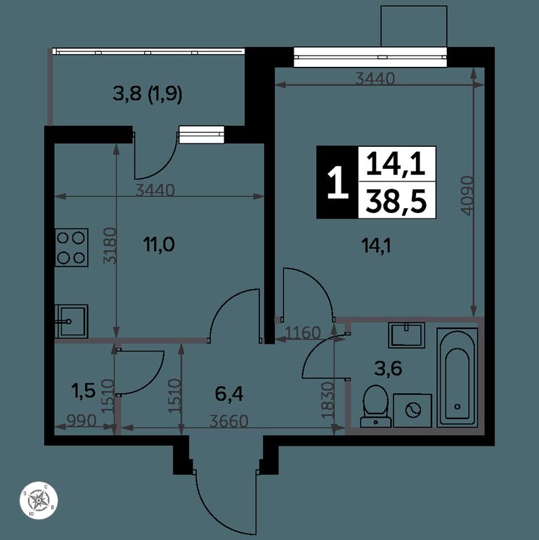 1-BD Apartment Sale, 38.8 sq. m. at Yzhnaya Bitsa, Yuzhnaya Bitsa Residential Complex, posyolok Bittsa, Leninskiy City District, Moscow Region, Russia #2 1-BD Apartment Sale, 38.8 sq. m. at Yzhnaya Bitsa, Yuzhnaya Bitsa Residential Complex, posyolok Bittsa, Leninskiy City District, Moscow Region, Russia #2