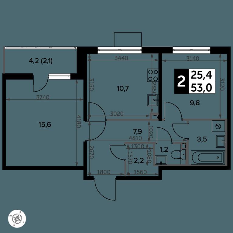 2-BD Apartment Sale, 53.6 sq. m. at Yzhnaya Bitsa, Yuzhnaya Bitsa Residential Complex, posyolok Bittsa, Leninskiy City District, Moscow Region, Russia #2