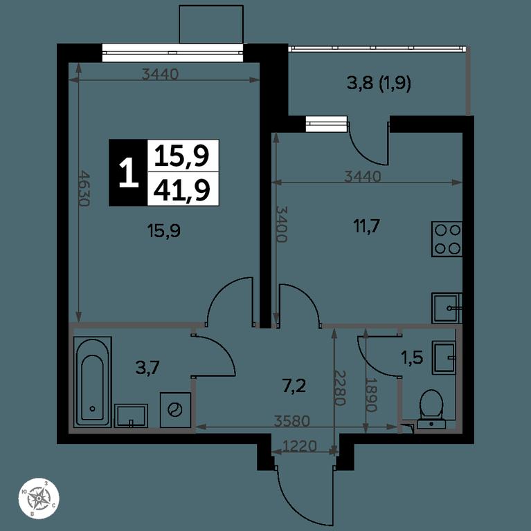 1-BD Apartment Sale, 42.9 sq. m. at Yzhnaya Bitsa, Yuzhnaya Bitsa Residential Complex, posyolok Bittsa, Leninskiy City District, Moscow Region, Russia #2 1-BD Apartment Sale, 42.9 sq. m. at Yzhnaya Bitsa, Yuzhnaya Bitsa Residential Complex, posyolok Bittsa, Leninskiy City District, Moscow Region, Russia #2