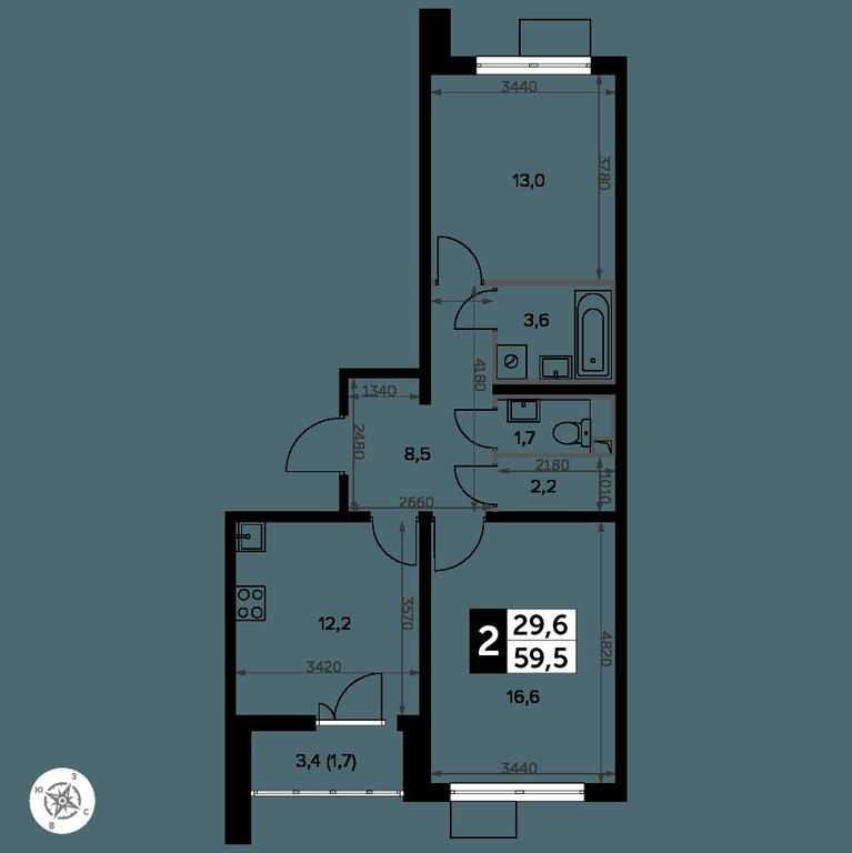 2-BD Apartment Sale, 60.3 sq. m. at Yzhnaya Bitsa, Yuzhnaya Bitsa Residential Complex, posyolok Bittsa, Leninskiy City District, Moscow Region, Russia #2 2-BD Apartment Sale, 60.3 sq. m. at Yzhnaya Bitsa, Yuzhnaya Bitsa Residential Complex, posyolok Bittsa, Leninskiy City District, Moscow Region, Russia #2