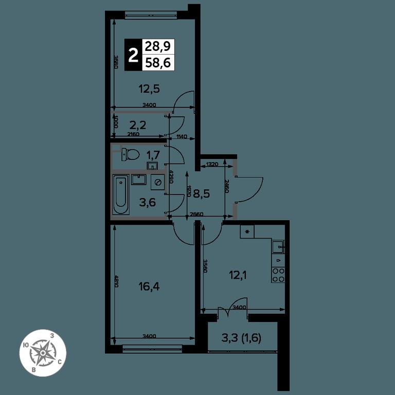 2-BD Apartment Sale, 59.7 sq. m. at Yzhnaya Bitsa, Yuzhnaya Bitsa Residential Complex, posyolok Bittsa, Leninskiy City District, Moscow Region, Russia #2 2-BD Apartment Sale, 59.7 sq. m. at Yzhnaya Bitsa, Yuzhnaya Bitsa Residential Complex, posyolok Bittsa, Leninskiy City District, Moscow Region, Russia #2