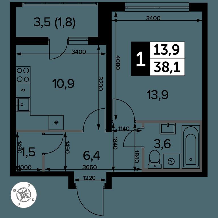 1-BD Apartment Sale, 38.2 sq. m. at Yzhnaya Bitsa, Yuzhnaya Bitsa Residential Complex, posyolok Bittsa, Leninskiy City District, Moscow Region, Russia #2 1-BD Apartment Sale, 38.2 sq. m. at Yzhnaya Bitsa, Yuzhnaya Bitsa Residential Complex, posyolok Bittsa, Leninskiy City District, Moscow Region, Russia #2