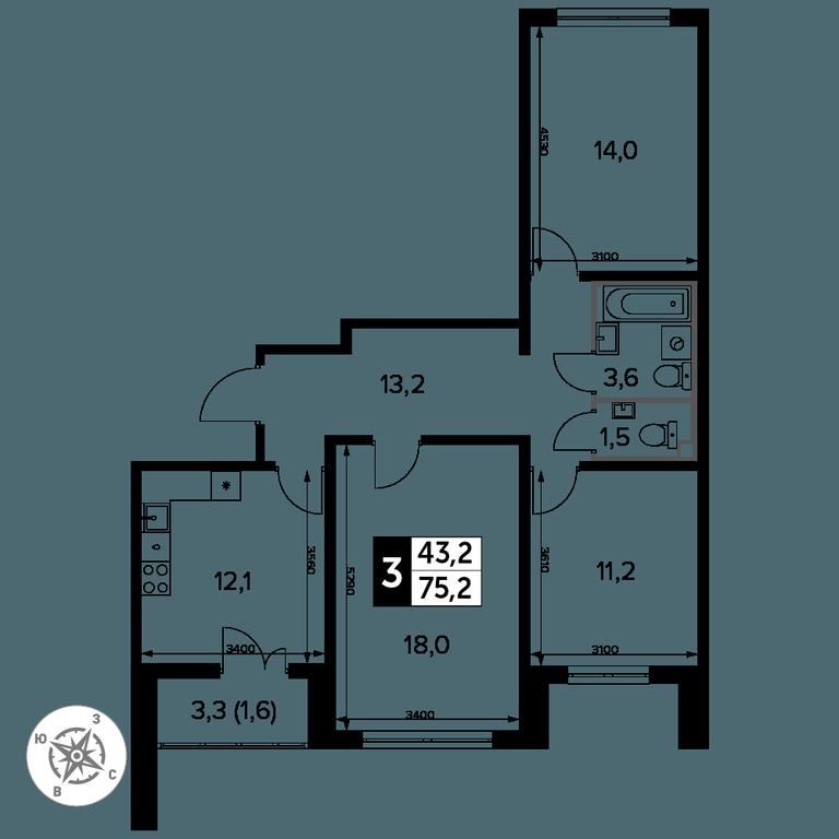 3-BD Apartment Sale, 76 sq. m. at Yzhnaya Bitsa, Yuzhnaya Bitsa Residential Complex, posyolok Bittsa, Leninskiy City District, Moscow Region, Russia #2 3-BD Apartment Sale, 76 sq. m. at Yzhnaya Bitsa, Yuzhnaya Bitsa Residential Complex, posyolok Bittsa, Leninskiy City District, Moscow Region, Russia #2