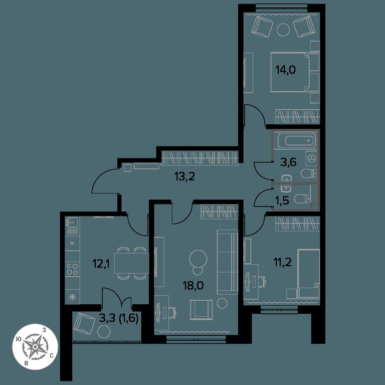 3-BD Apartment Sale, 76 sq. m. at Yzhnaya Bitsa, Yuzhnaya Bitsa Residential Complex, posyolok Bittsa, Leninskiy City District, Moscow Region, Russia #1 3-BD Apartment Sale, 76 sq. m. at Yzhnaya Bitsa, Yuzhnaya Bitsa Residential Complex, posyolok Bittsa, Leninskiy City District, Moscow Region, Russia #1
