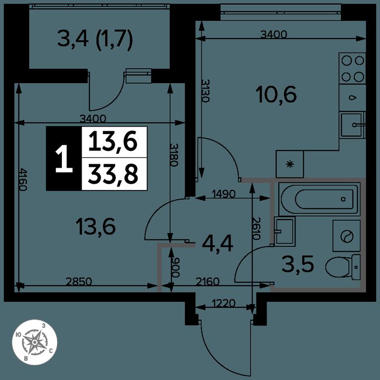 1-BD Apartment Sale, 34.1 sq. m. at Yzhnaya Bitsa, Yuzhnaya Bitsa Residential Complex, posyolok Bittsa, Leninskiy City District, Moscow Region, Russia #2 1-BD Apartment Sale, 34.1 sq. m. at Yzhnaya Bitsa, Yuzhnaya Bitsa Residential Complex, posyolok Bittsa, Leninskiy City District, Moscow Region, Russia #2