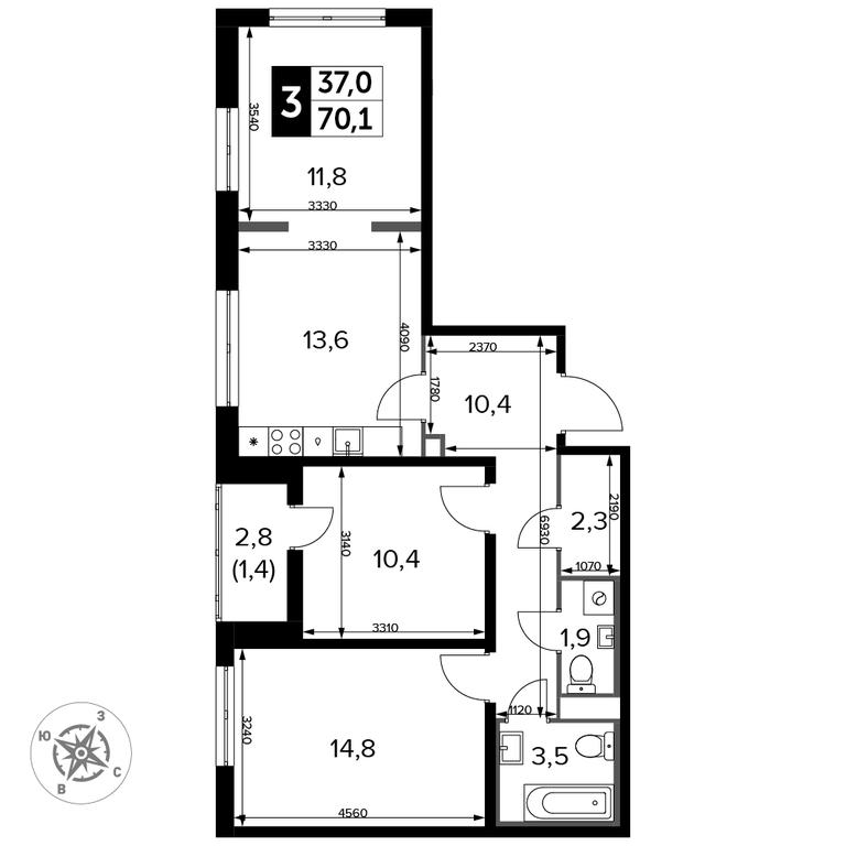 3-BD Apartment Sale, 71.1 sq. m. at Yzhnaya Bitsa, Yuzhnaya Bitsa Residential Complex, posyolok Bittsa, Leninskiy City District, Moscow Region, Russia #2 3-BD Apartment Sale, 71.1 sq. m. at Yzhnaya Bitsa, Yuzhnaya Bitsa Residential Complex, posyolok Bittsa, Leninskiy City District, Moscow Region, Russia #2