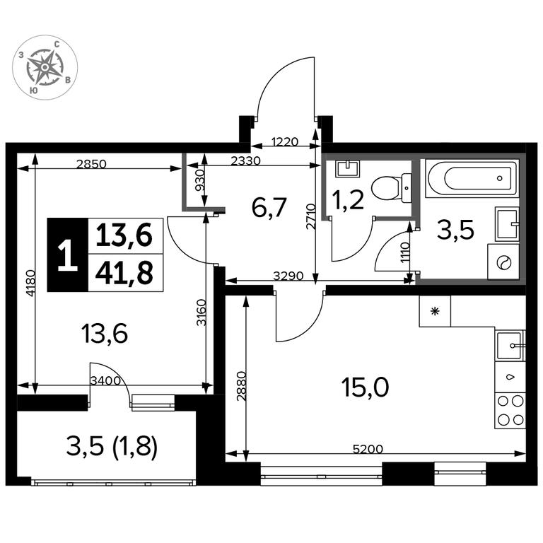 1-BD Apartment Sale, 42.4 sq. m. at Yzhnaya Bitsa, Yuzhnaya Bitsa Residential Complex, posyolok Bittsa, Leninskiy City District, Moscow Region, Russia #2 1-BD Apartment Sale, 42.4 sq. m. at Yzhnaya Bitsa, Yuzhnaya Bitsa Residential Complex, posyolok Bittsa, Leninskiy City District, Moscow Region, Russia #2