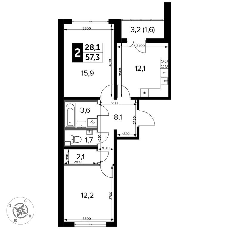 2-BD Apartment Sale, 58.3 sq. m. at Yzhnaya Bitsa, Yuzhnaya Bitsa Residential Complex, posyolok Bittsa, Leninskiy City District, Moscow Region, Russia #2 2-BD Apartment Sale, 58.3 sq. m. at Yzhnaya Bitsa, Yuzhnaya Bitsa Residential Complex, posyolok Bittsa, Leninskiy City District, Moscow Region, Russia #2
