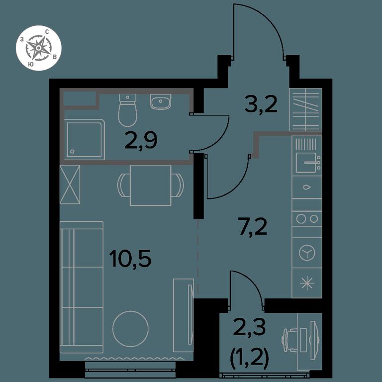 Apartment Sale, 25.3 sq. m. at Yzhnaya Bitsa, Yuzhnaya Bitsa Residential Complex, posyolok Bittsa, Leninskiy City District, Moscow Region, Russia #1