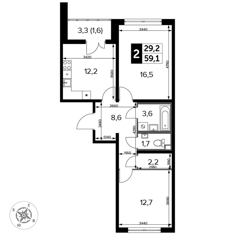 2-BD Apartment Sale, 60.1 sq. m. at Yzhnaya Bitsa, Yuzhnaya Bitsa Residential Complex, posyolok Bittsa, Leninskiy City District, Moscow Region, Russia #2 2-BD Apartment Sale, 60.1 sq. m. at Yzhnaya Bitsa, Yuzhnaya Bitsa Residential Complex, posyolok Bittsa, Leninskiy City District, Moscow Region, Russia #2
