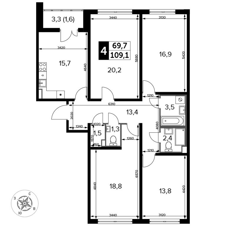 4-BD Apartment Sale, 110.4 sq. m. at Yzhnaya Bitsa, Yuzhnaya Bitsa Residential Complex, posyolok Bittsa, Leninskiy City District, Moscow Region, Russia #2 4-BD Apartment Sale, 110.4 sq. m. at Yzhnaya Bitsa, Yuzhnaya Bitsa Residential Complex, posyolok Bittsa, Leninskiy City District, Moscow Region, Russia #2