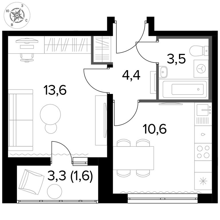 1-BD Apartment Sale, 34.1 sq. m. at Yzhnaya Bitsa, Yuzhnaya Bitsa Residential Complex, posyolok Bittsa, Leninskiy City District, Moscow Region, Russia #1 1-BD Apartment Sale, 34.1 sq. m. at Yzhnaya Bitsa, Yuzhnaya Bitsa Residential Complex, posyolok Bittsa, Leninskiy City District, Moscow Region, Russia #1