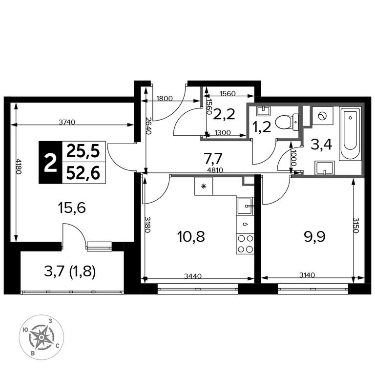 2-BD Apartment Sale, 53.3 sq. m. at Yzhnaya Bitsa, Yuzhnaya Bitsa Residential Complex, posyolok Bittsa, Leninskiy City District, Moscow Region, Russia #2 2-BD Apartment Sale, 53.3 sq. m. at Yzhnaya Bitsa, Yuzhnaya Bitsa Residential Complex, posyolok Bittsa, Leninskiy City District, Moscow Region, Russia #2