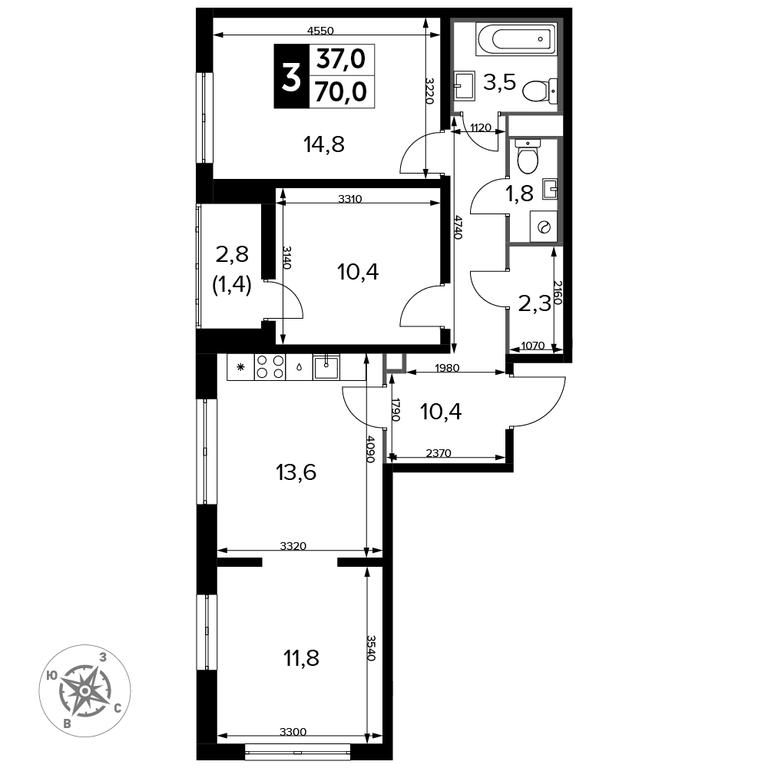 3-BD Apartment Sale, 71.2 sq. m. at Yzhnaya Bitsa, Yuzhnaya Bitsa Residential Complex, posyolok Bittsa, Leninskiy City District, Moscow Region, Russia #2 3-BD Apartment Sale, 71.2 sq. m. at Yzhnaya Bitsa, Yuzhnaya Bitsa Residential Complex, posyolok Bittsa, Leninskiy City District, Moscow Region, Russia #2