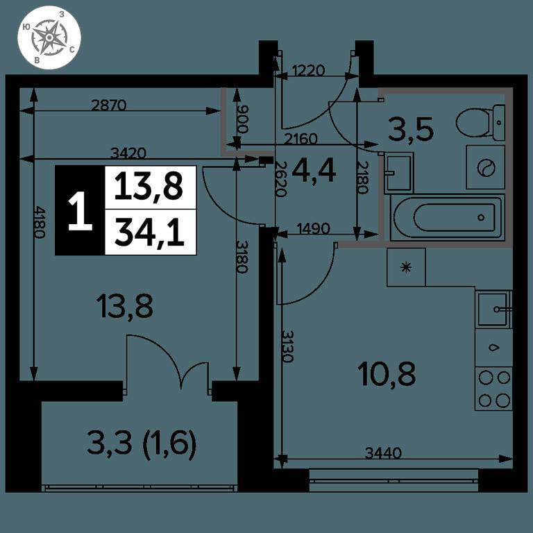 1-BD Apartment Sale, 34.5平方米 at Yzhnaya Bitsa, Yuzhnaya Bitsa Residential Complex, posyolok Bittsa, Leninskiy City District, Moscow Region, Russia #2 1-BD Apartment Sale, 34.5平方米 at Yzhnaya Bitsa, Yuzhnaya Bitsa Residential Complex, posyolok Bittsa, Leninskiy City District, Moscow Region, Russia #2