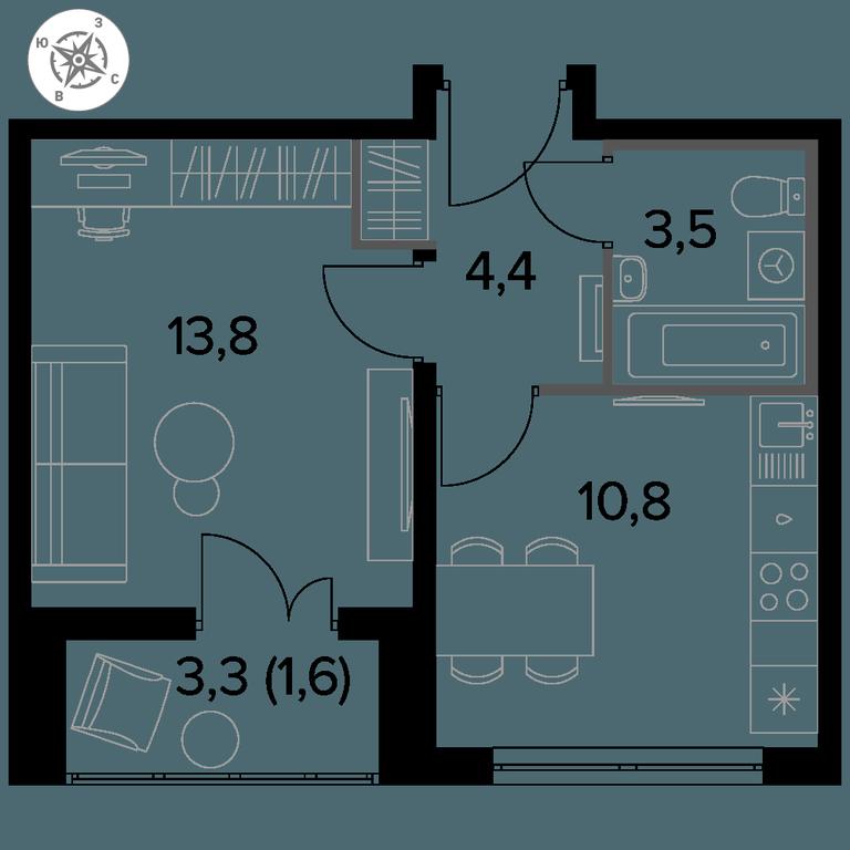1-BD Apartment Sale, 34.5平方米 at Yzhnaya Bitsa, Yuzhnaya Bitsa Residential Complex, posyolok Bittsa, Leninskiy City District, Moscow Region, Russia #1 1-BD Apartment Sale, 34.5平方米 at Yzhnaya Bitsa, Yuzhnaya Bitsa Residential Complex, posyolok Bittsa, Leninskiy City District, Moscow Region, Russia #1