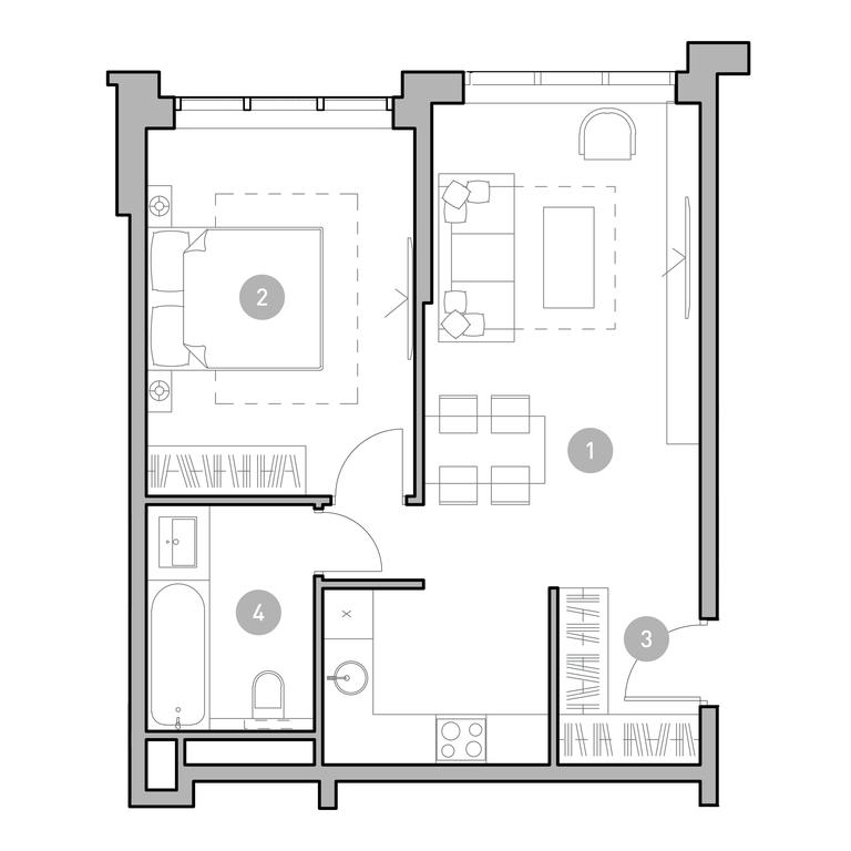 1-BD Apartment Sale, 49.5 sq. m. at UNO.Golovinskie Prudy, Mikhalkovskaya Street, 52, Moscow, Russia #2