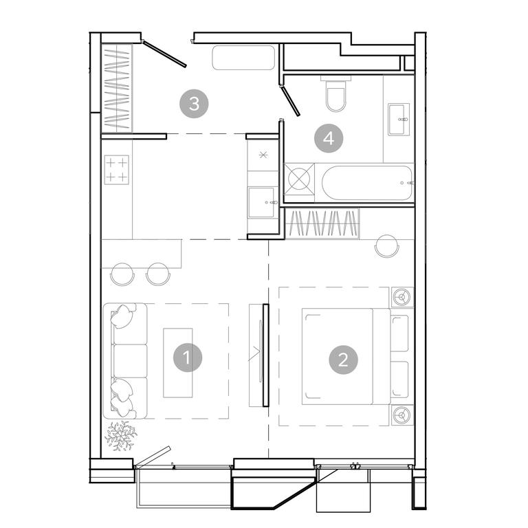 1-BD Apartment Sale, 43.5平方米 at UNO.Sokolinaya Gora, 8th Sokolinoy Gory Street, 26, Moscow, Russia #2