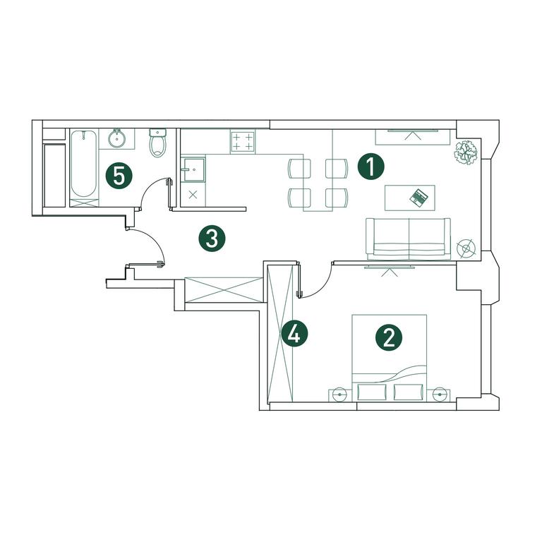 1-BD Apartment Sale, 47.9 sq. m. at Very, Botanicheskaya Street, 29, Moscow, Russia #2