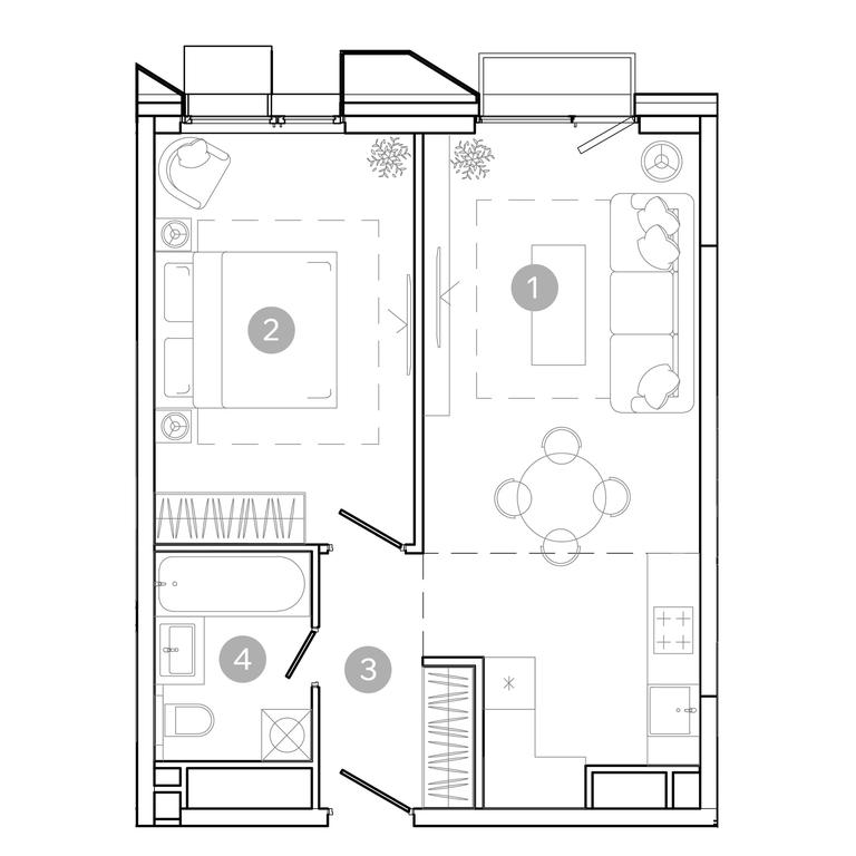 1-BD Apartment Sale, 45.7平方米 at UNO.Sokolinaya Gora, 8th Sokolinoy Gory Street, 26, Moscow, Russia #2