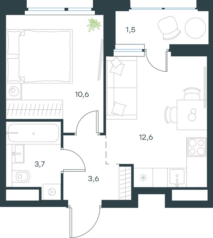 Apartment Sale, 32 sq. m. at Gorod V lesu, Gorod V Lesu Residential Complex, Village of Otradnoye, Krasnogorsk Urban District, Moscow Region, Russia #1