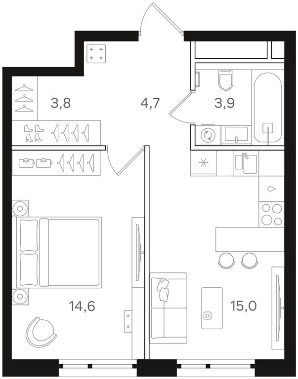 1-BD Apartment Sale, 42平方米 at Mangazeya na Rechnom, Leningradskoye Highway, Moscow, Russia #1 1-BD Apartment Sale, 42平方米 at Mangazeya na Rechnom, Leningradskoye Highway, Moscow, Russia #1