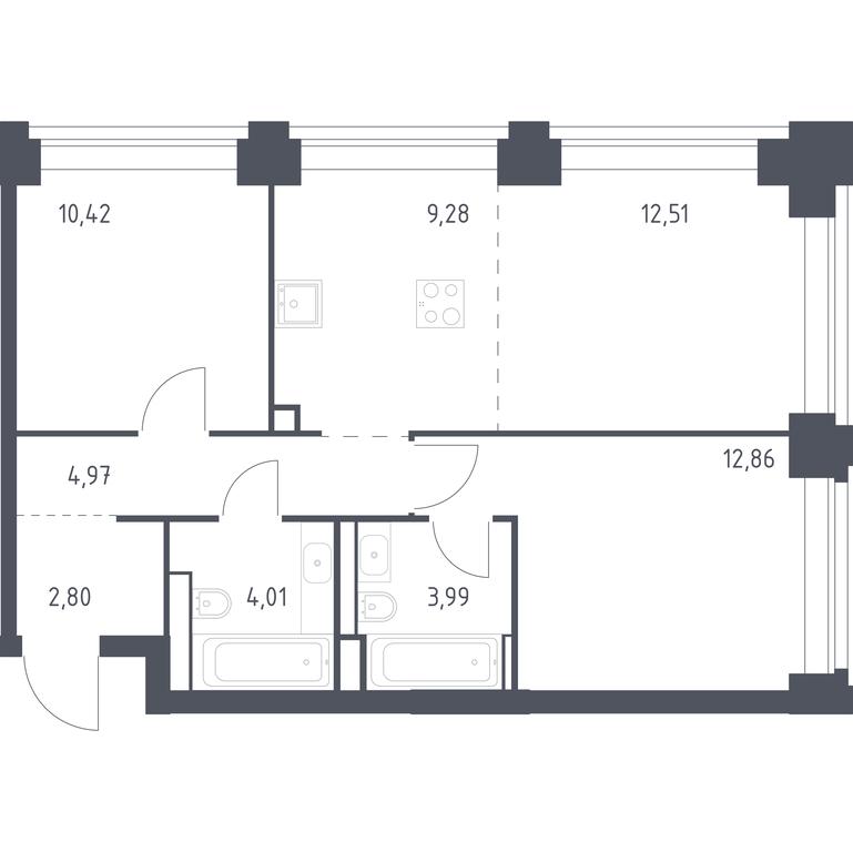 1-BD Apartment Sale, 60.84平方米 at Nova, Bratyev Fonchenko Street, вл21, Moscow, Russia #1 1-BD Apartment Sale, 60.84平方米 at Nova, Bratyev Fonchenko Street, вл21, Moscow, Russia #1