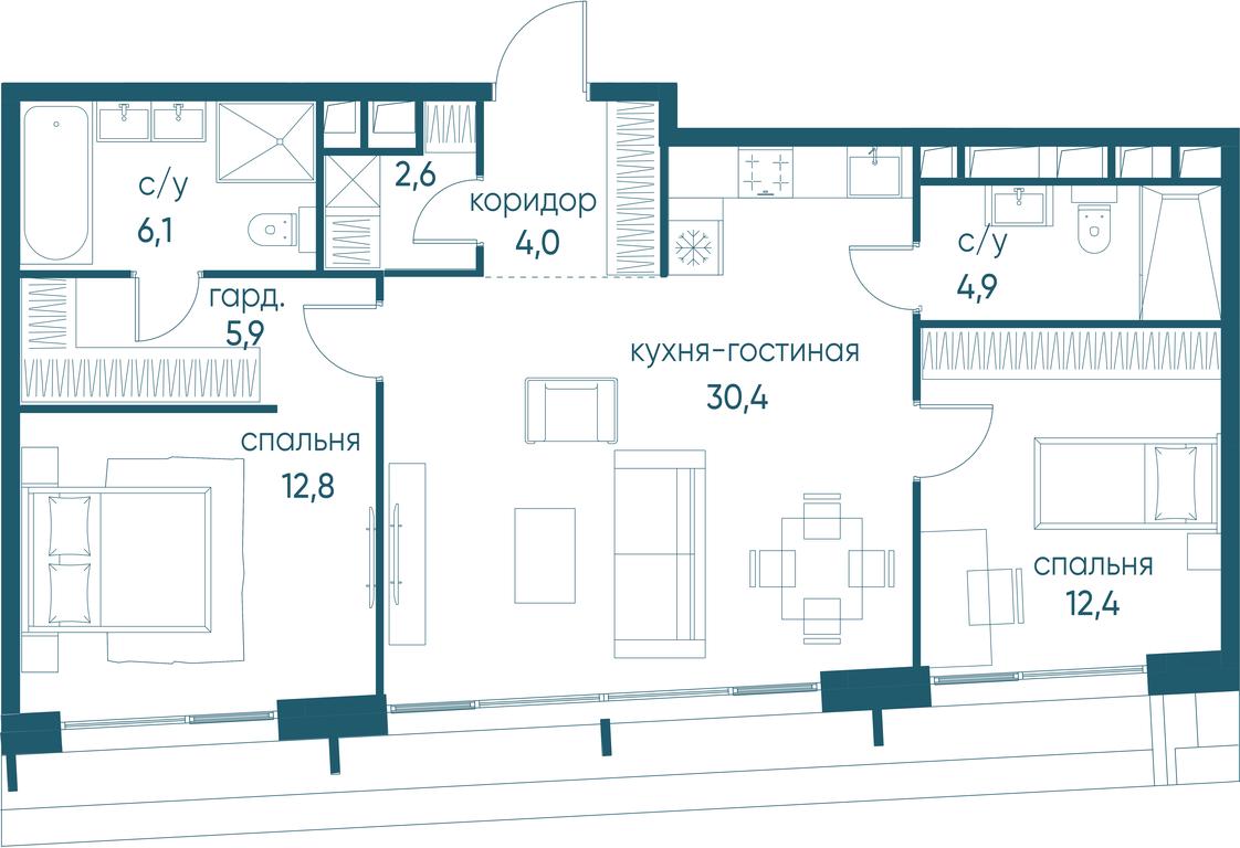 2-BD Apartment Sale, 79.1平方米 at Ostrov, Nizhnye Mnyovniki Street, 37Ас4, Moscow, Russia #1 2-BD Apartment Sale, 79.1平方米 at Ostrov, Nizhnye Mnyovniki Street, 37Ас4, Moscow, Russia #1