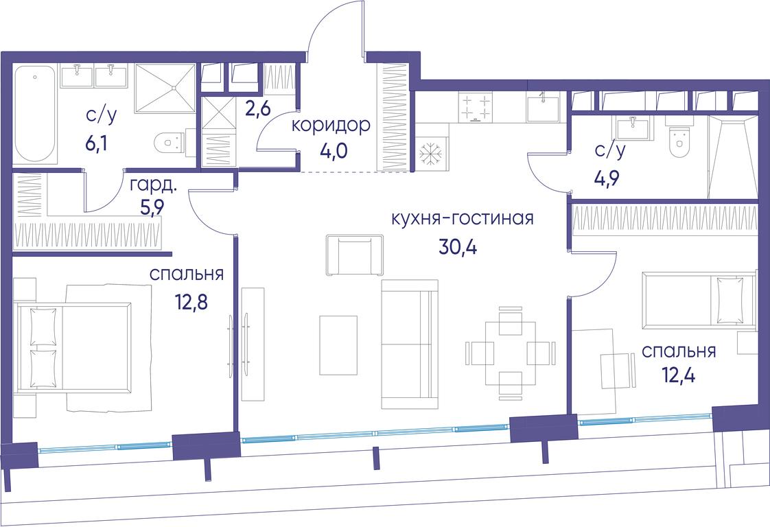 2-BD Apartment Sale, 79.1平方米 at Ostrov, Nizhnye Mnyovniki Street, 37Ас4, Moscow, Russia #2 2-BD Apartment Sale, 79.1平方米 at Ostrov, Nizhnye Mnyovniki Street, 37Ас4, Moscow, Russia #2