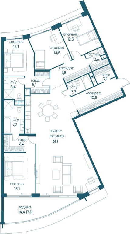 4-BD Apartment Sale, 176.8 sq. m. at Ostrov, Nizhnye Mnyovniki Street, 37Ас4, Moscow, Russia #1 4-BD Apartment Sale, 176.8 sq. m. at Ostrov, Nizhnye Mnyovniki Street, 37Ас4, Moscow, Russia #1