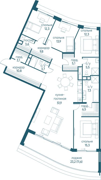 4-BD Apartment Sale, 172.7 sq. m. at Ostrov, Nizhnye Mnyovniki Street, 37Ас4, Moscow, Russia #1 4-BD Apartment Sale, 172.7 sq. m. at Ostrov, Nizhnye Mnyovniki Street, 37Ас4, Moscow, Russia #1