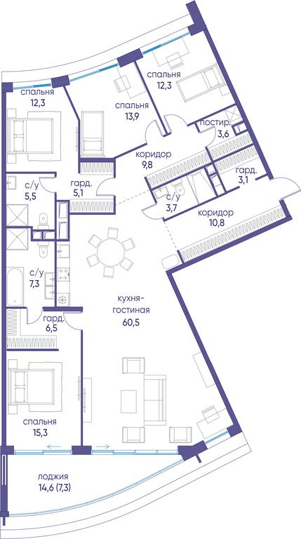 4-BD Apartment Sale, 177 sq. m. at Ostrov, Nizhnye Mnyovniki Street, 37Ас4, Moscow, Russia #2 4-BD Apartment Sale, 177 sq. m. at Ostrov, Nizhnye Mnyovniki Street, 37Ас4, Moscow, Russia #2