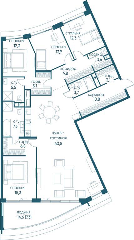 4-BD Apartment Sale, 177 sq. m. at Ostrov, Nizhnye Mnyovniki Street, 37Ас4, Moscow, Russia #1 4-BD Apartment Sale, 177 sq. m. at Ostrov, Nizhnye Mnyovniki Street, 37Ас4, Moscow, Russia #1
