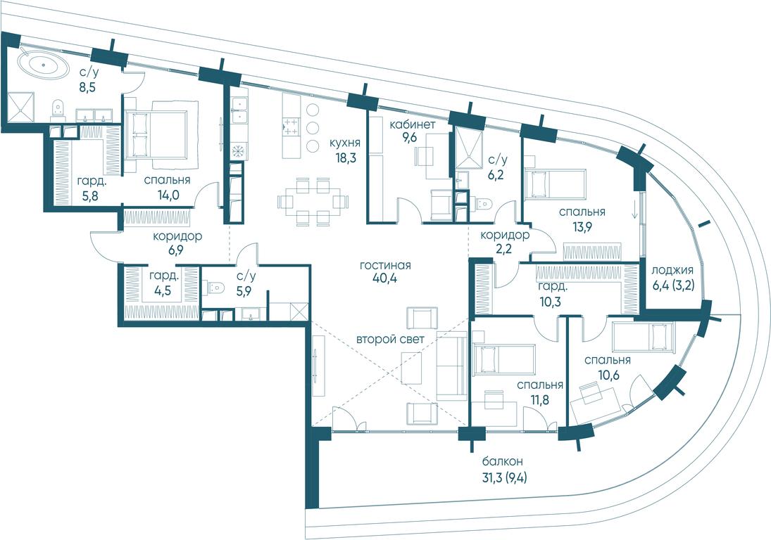 6-BD Apartment Sale, 180.8 sq. m. at Ostrov, Nizhnye Mnyovniki Street, 37Ас4, Moscow, Russia #1 6-BD Apartment Sale, 180.8 sq. m. at Ostrov, Nizhnye Mnyovniki Street, 37Ас4, Moscow, Russia #1