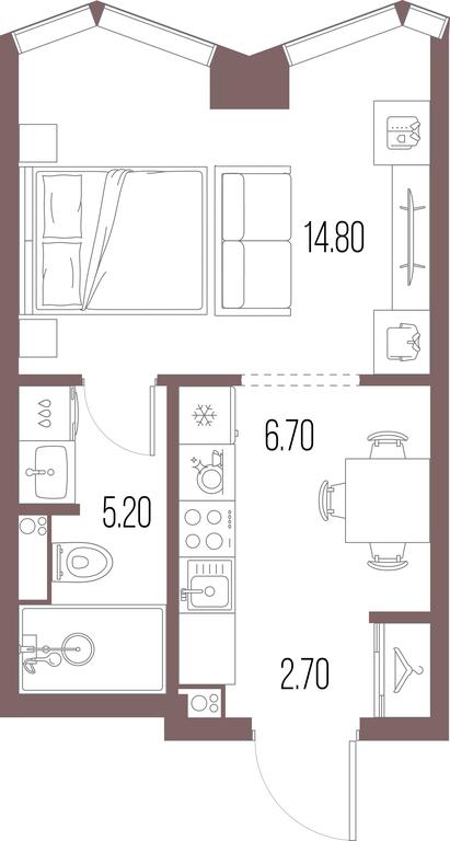 Apartment Sale, 29.4平方米 at Severny Port, Leningradskoye Highway, Moscow, Russia #1