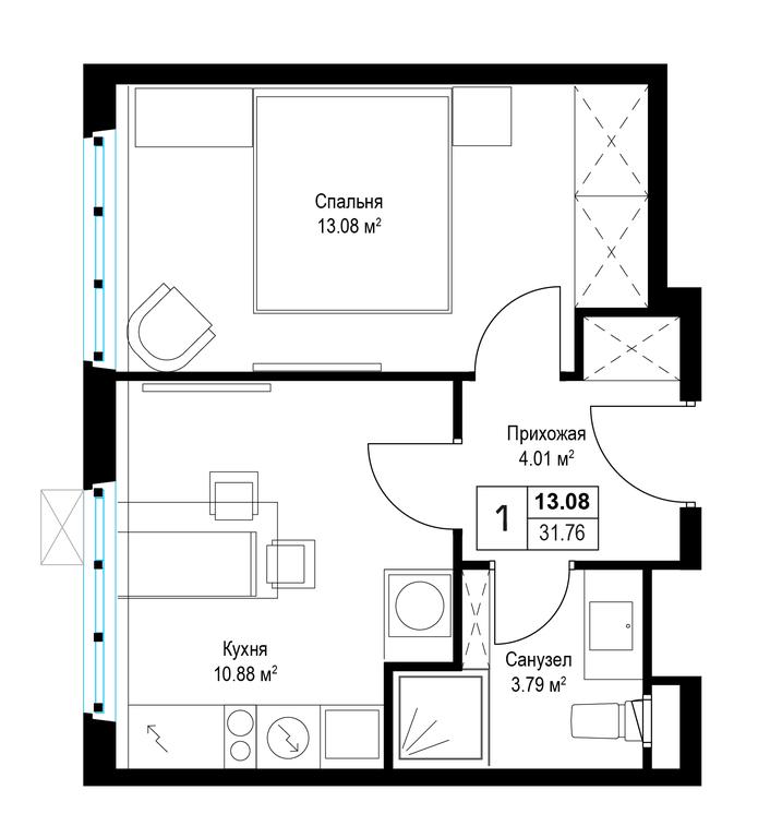 1-BD Apartment Sale, 31.6 sq. m. at Eko Vidnoe 2.0, kvartal Tsentralny, 1, Kupelinka Subdistrict, derevnya Sapronovo, Leninskiy City District, Moscow Region, Russia #1 1-BD Apartment Sale, 31.6 sq. m. at Eko Vidnoe 2.0, kvartal Tsentralny, 1, Kupelinka Subdistrict, derevnya Sapronovo, Leninskiy City District, Moscow Region, Russia #1
