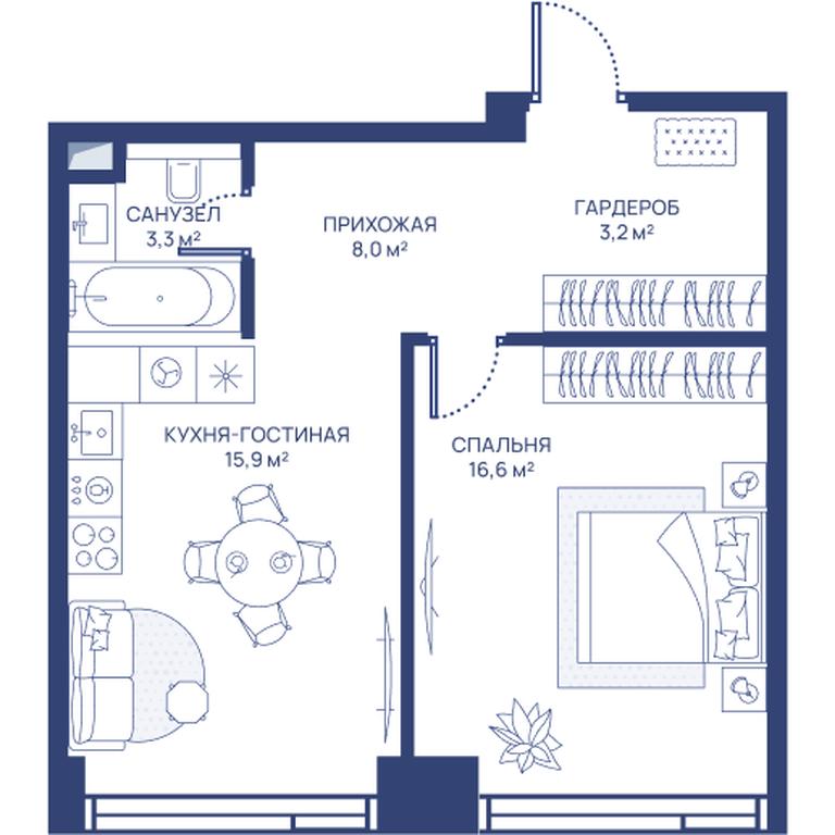 1-BD Apartment Sale, 47 sq. m. at Svet, Dmitrovskoye Highway, 83А, Moscow, Russia #1 1-BD Apartment Sale, 47 sq. m. at Svet, Dmitrovskoye Highway, 83А, Moscow, Russia #1