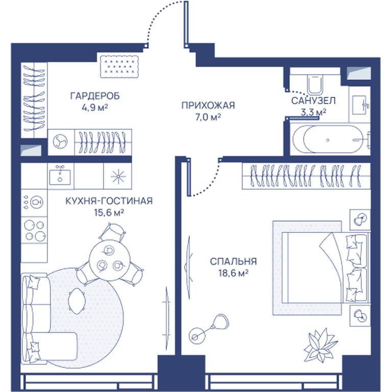 1-BD Apartment Sale, 49.4 sq. m. at Svet, Dmitrovskoye Highway, 83А, Moscow, Russia #1