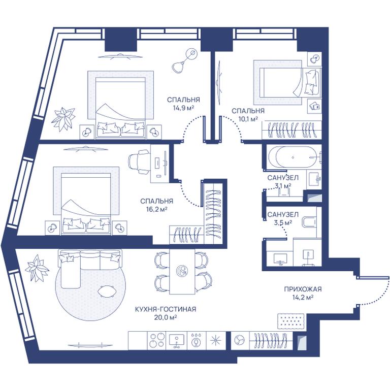 3-BD Apartment Sale, 82 sq. m. at Svet, Dmitrovskoye Highway, 83А, Moscow, Russia #1 3-BD Apartment Sale, 82 sq. m. at Svet, Dmitrovskoye Highway, 83А, Moscow, Russia #1