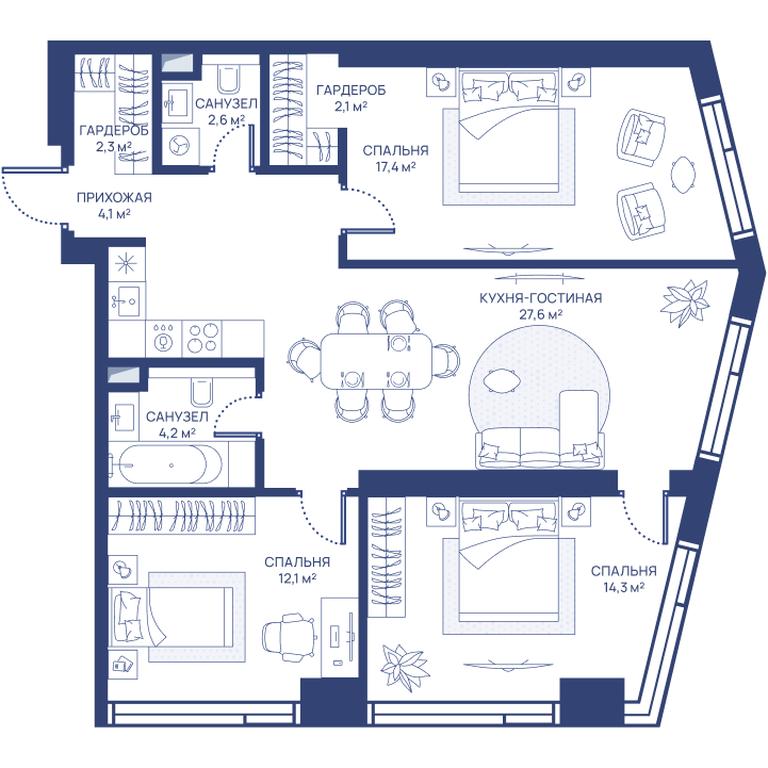 3-BD Apartment Sale, 86.7 sq. m. at Svet, Dmitrovskoye Highway, 83А, Moscow, Russia #1 3-BD Apartment Sale, 86.7 sq. m. at Svet, Dmitrovskoye Highway, 83А, Moscow, Russia #1