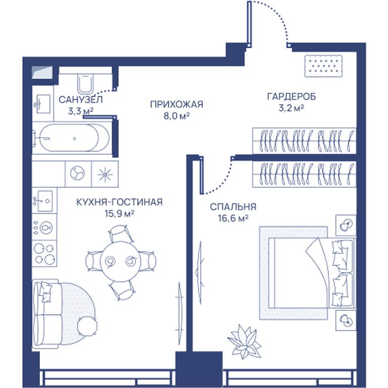 1-BD Apartment Sale, 47平方米 at Svet, Dmitrovskoye Highway, 83А, Moscow, Russia #1 1-BD Apartment Sale, 47平方米 at Svet, Dmitrovskoye Highway, 83А, Moscow, Russia #1