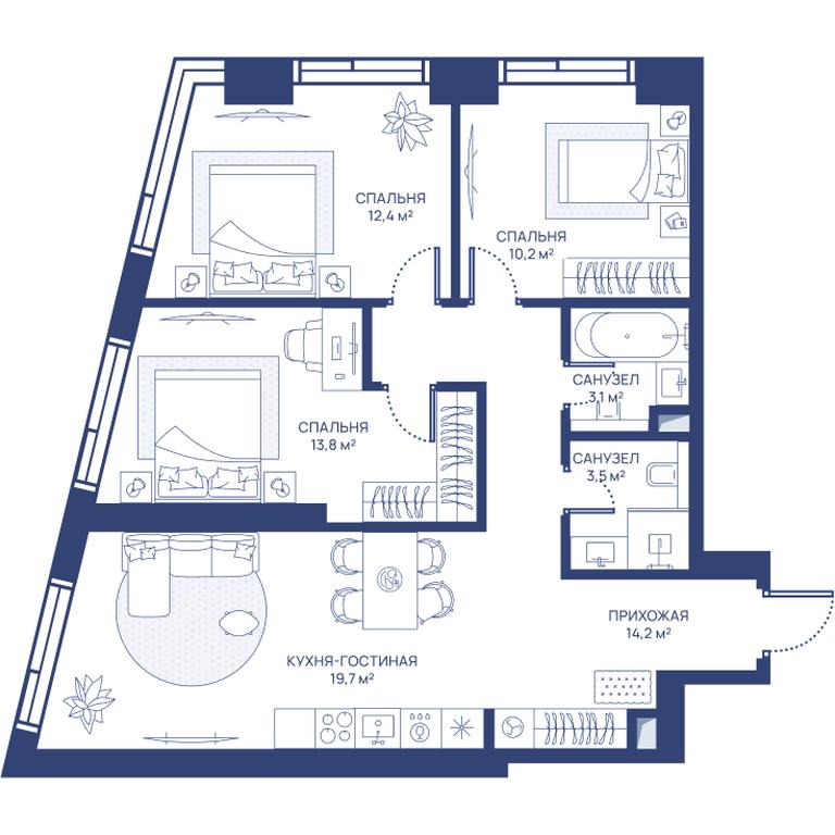 3-BD Apartment Sale, 76.9 sq. m. at Svet, Dmitrovskoye Highway, 83А, Moscow, Russia #1 3-BD Apartment Sale, 76.9 sq. m. at Svet, Dmitrovskoye Highway, 83А, Moscow, Russia #1