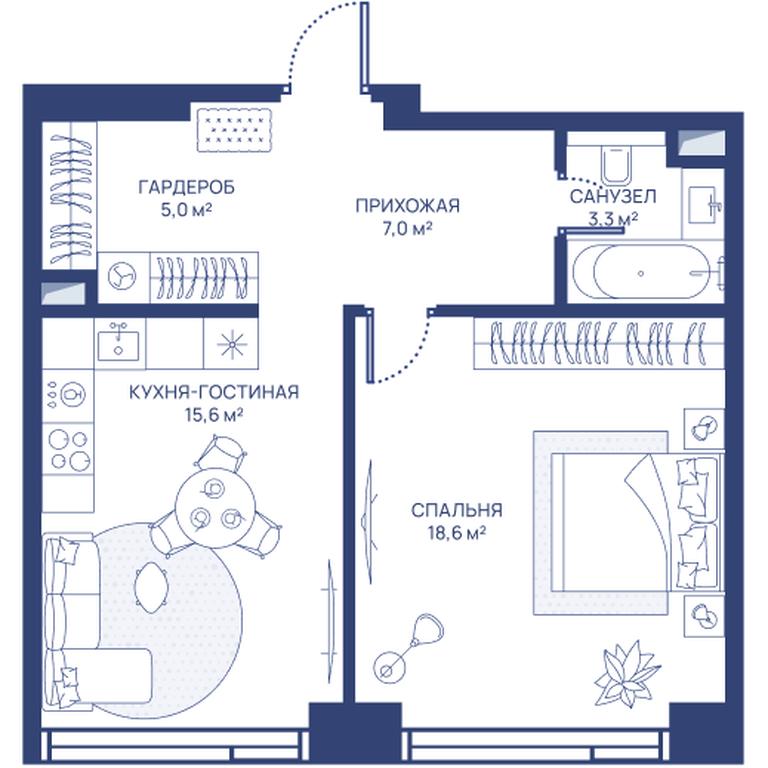 1-BD Apartment Sale, 49.5 sq. m. at Svet, Dmitrovskoye Highway, 83А, Moscow, Russia #1