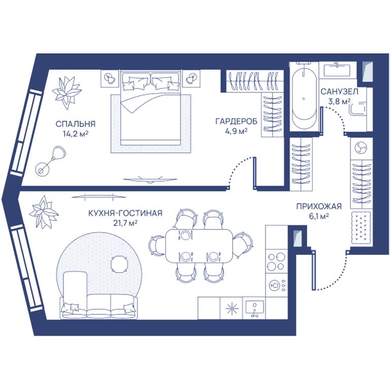 1-BD Apartment Sale, 50.7平方米 at Svet, Dmitrovskoye Highway, 83А, Moscow, Russia #1 1-BD Apartment Sale, 50.7平方米 at Svet, Dmitrovskoye Highway, 83А, Moscow, Russia #1