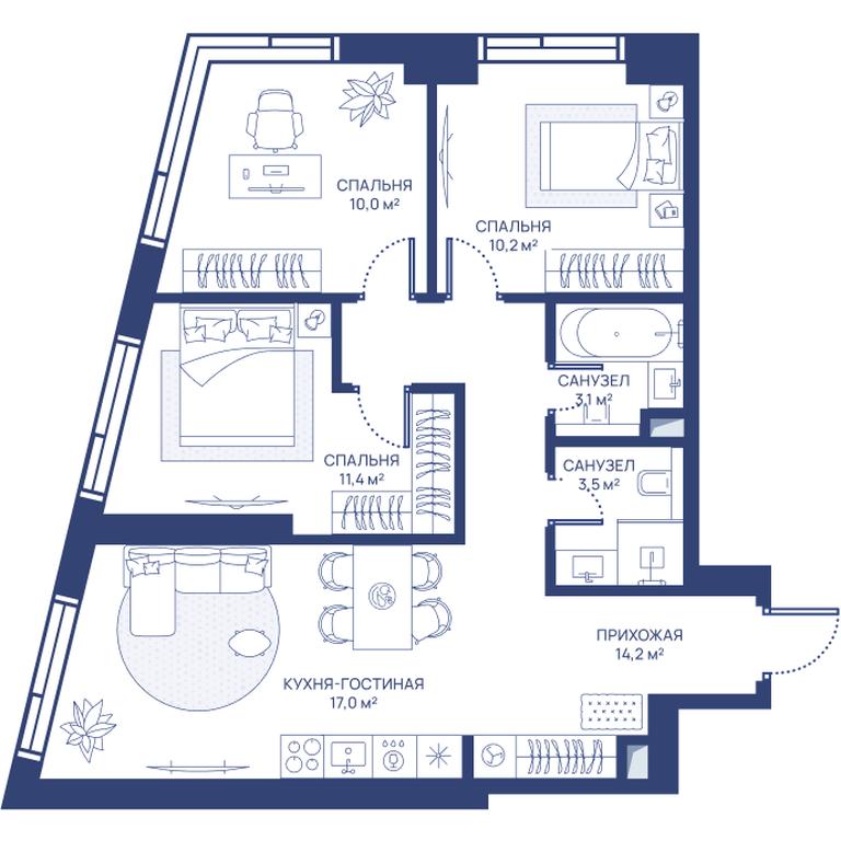 3-BD Apartment Sale, 69.4 sq. m. at Svet, Dmitrovskoye Highway, 83А, Moscow, Russia #1 3-BD Apartment Sale, 69.4 sq. m. at Svet, Dmitrovskoye Highway, 83А, Moscow, Russia #1