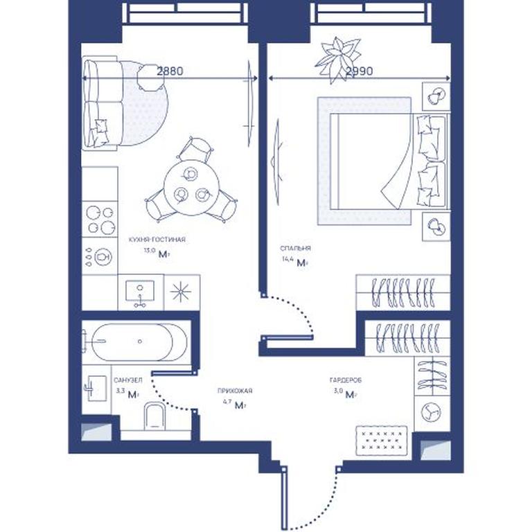 1-BD Apartment Sale, 38.4 sq. m. at Svet, Dmitrovskoye Highway, 83А, Moscow, Russia #2 1-BD Apartment Sale, 38.4 sq. m. at Svet, Dmitrovskoye Highway, 83А, Moscow, Russia #2