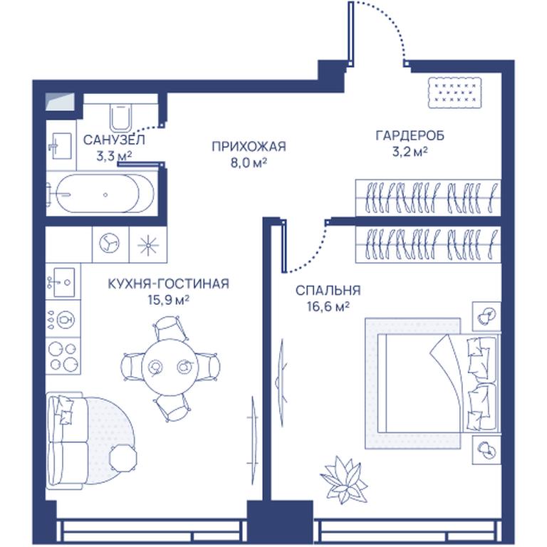 1-BD Apartment Sale, 47 sq. m. at Svet, Dmitrovskoye Highway, 83А, Moscow, Russia #1
