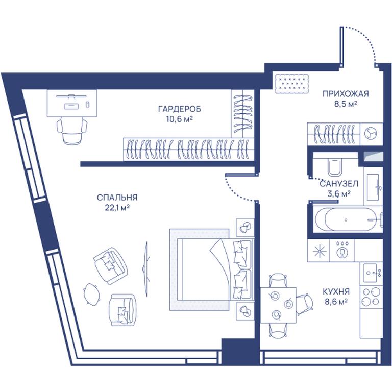 1-BD Apartment Sale, 53.4 sq. m. at Svet, Dmitrovskoye Highway, 83А, Moscow, Russia #1